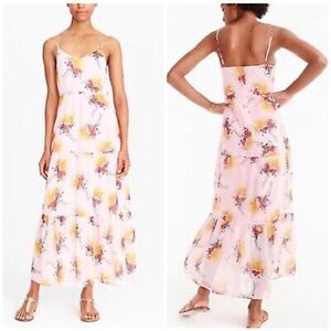J. Crew Mercantile Pink Sunburst Chiffon Floral Tiered Maxi Dress Womens Size 4